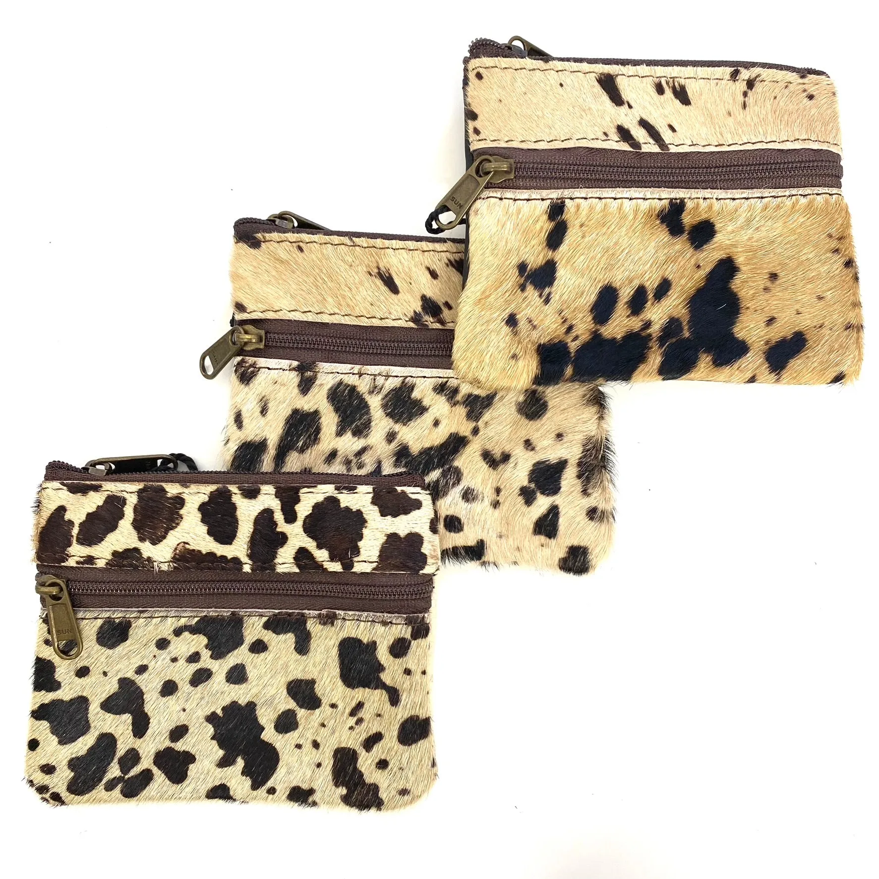 Soruka Ari Small Leather Zip Purse - Cow Pattern Assortment