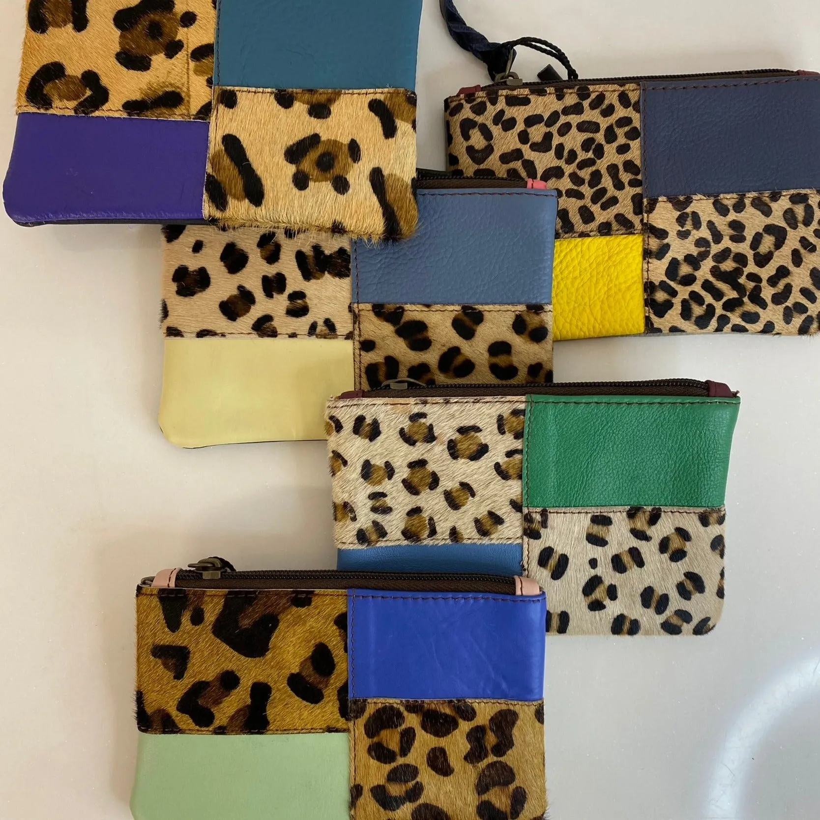 Soruka Zahra Leather Zip Purse - Leopard Blue/Green Mix (assorted)