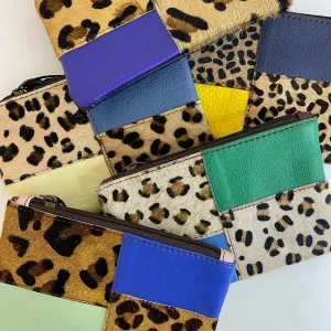 Soruka Zahra Leather Zip Purse - Leopard Blue/Green Mix (assorted)