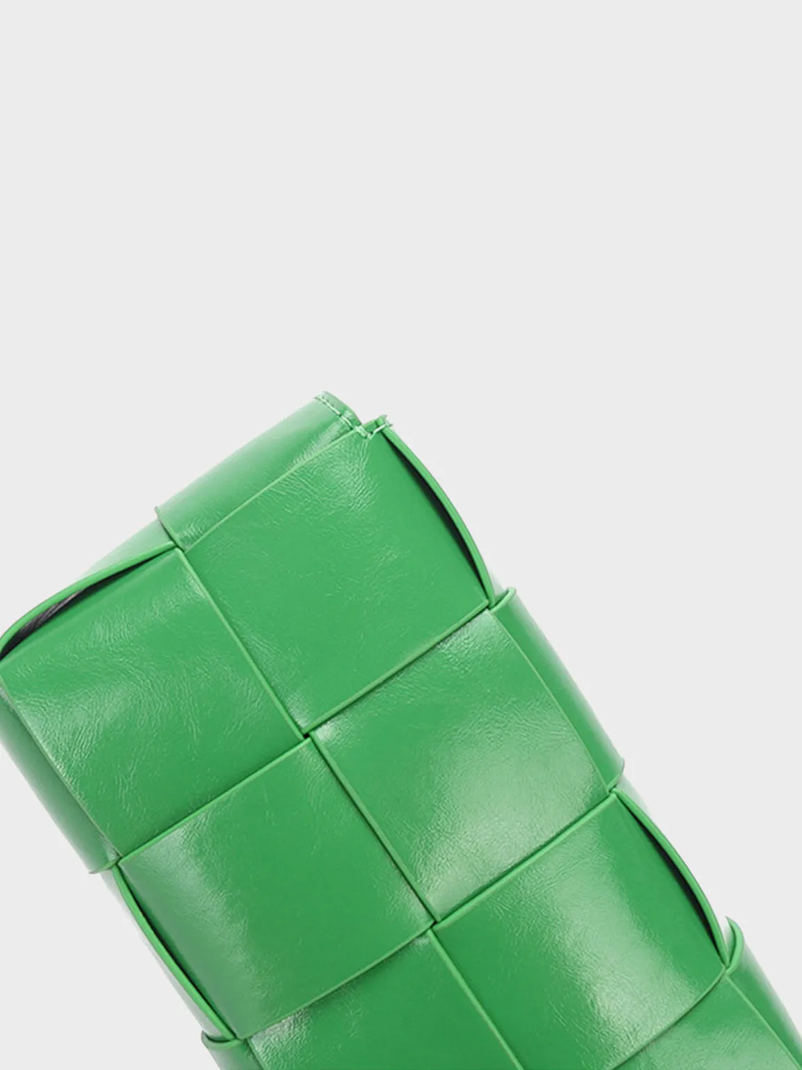 Square Cassette Mini Woven Belt Bag Wax Leather Crossbody Sling Fanny Pack