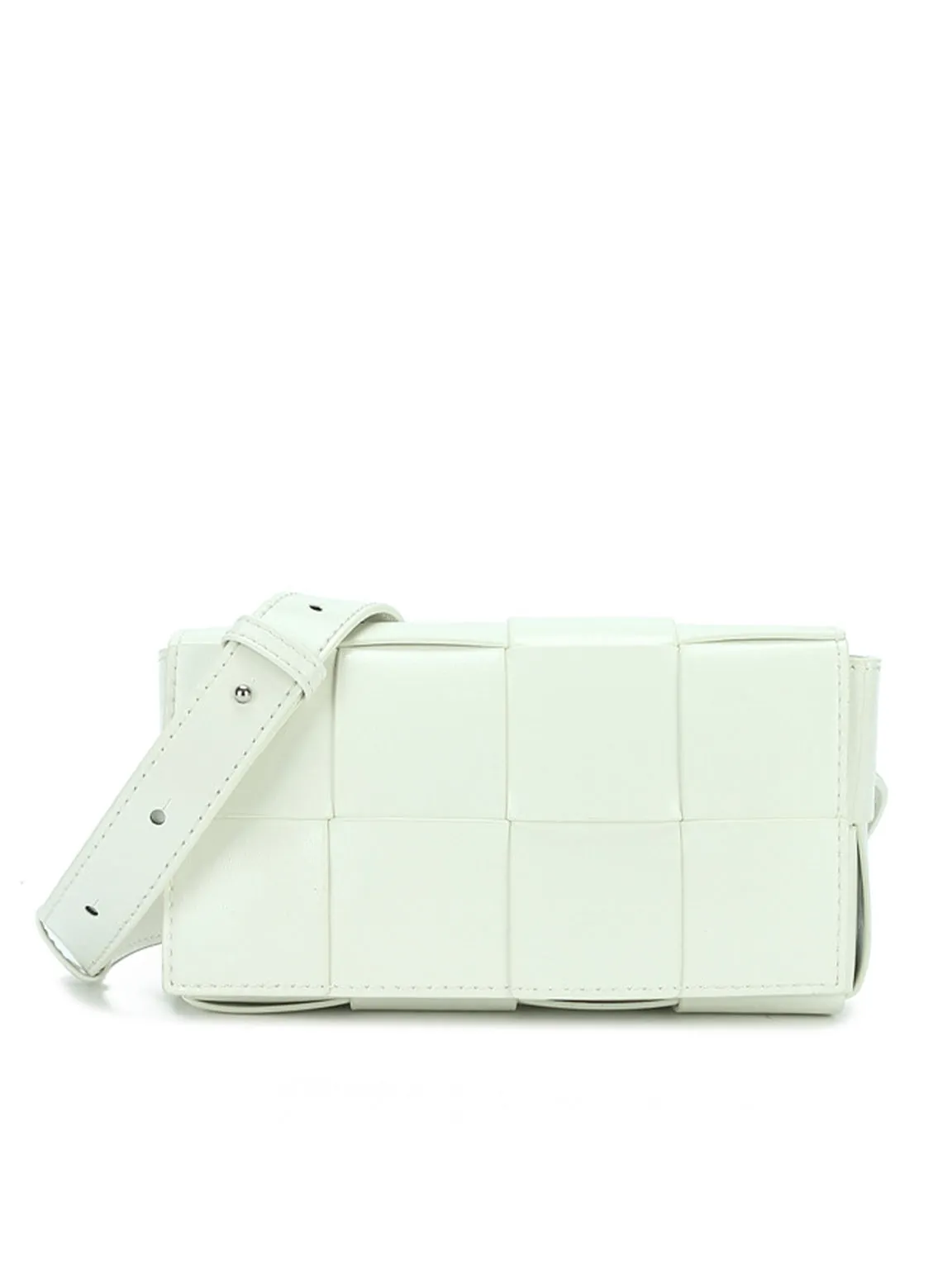 Square Cassette Mini Woven Belt Bag Wax Leather Crossbody Sling Fanny Pack
