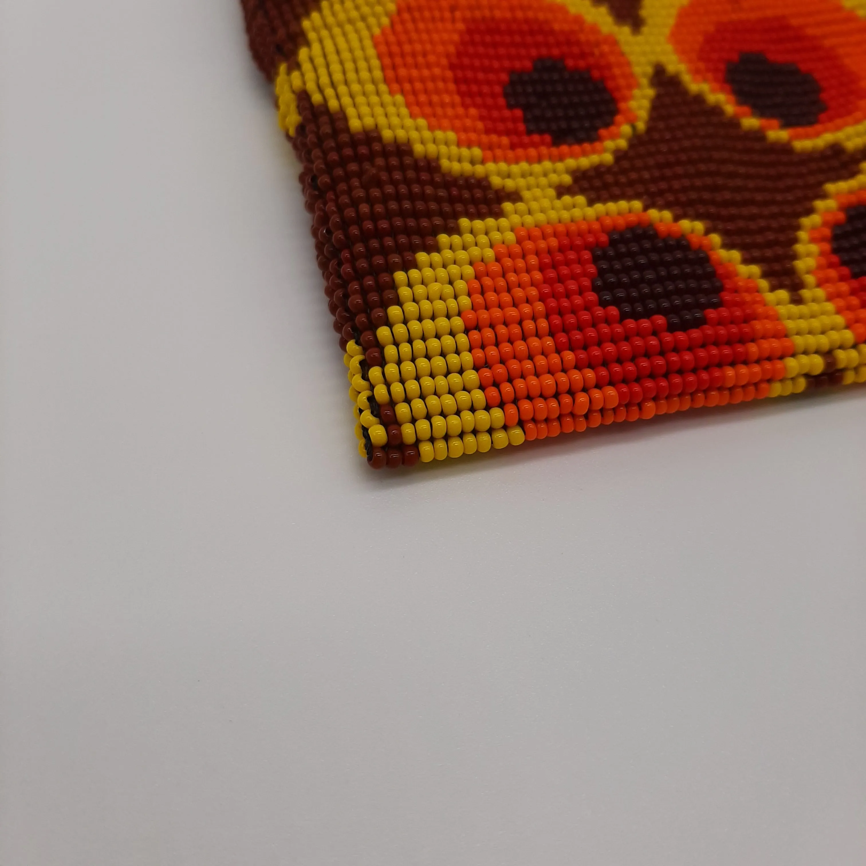 Square Glass Bead Coin Purse - RED PEACOCK