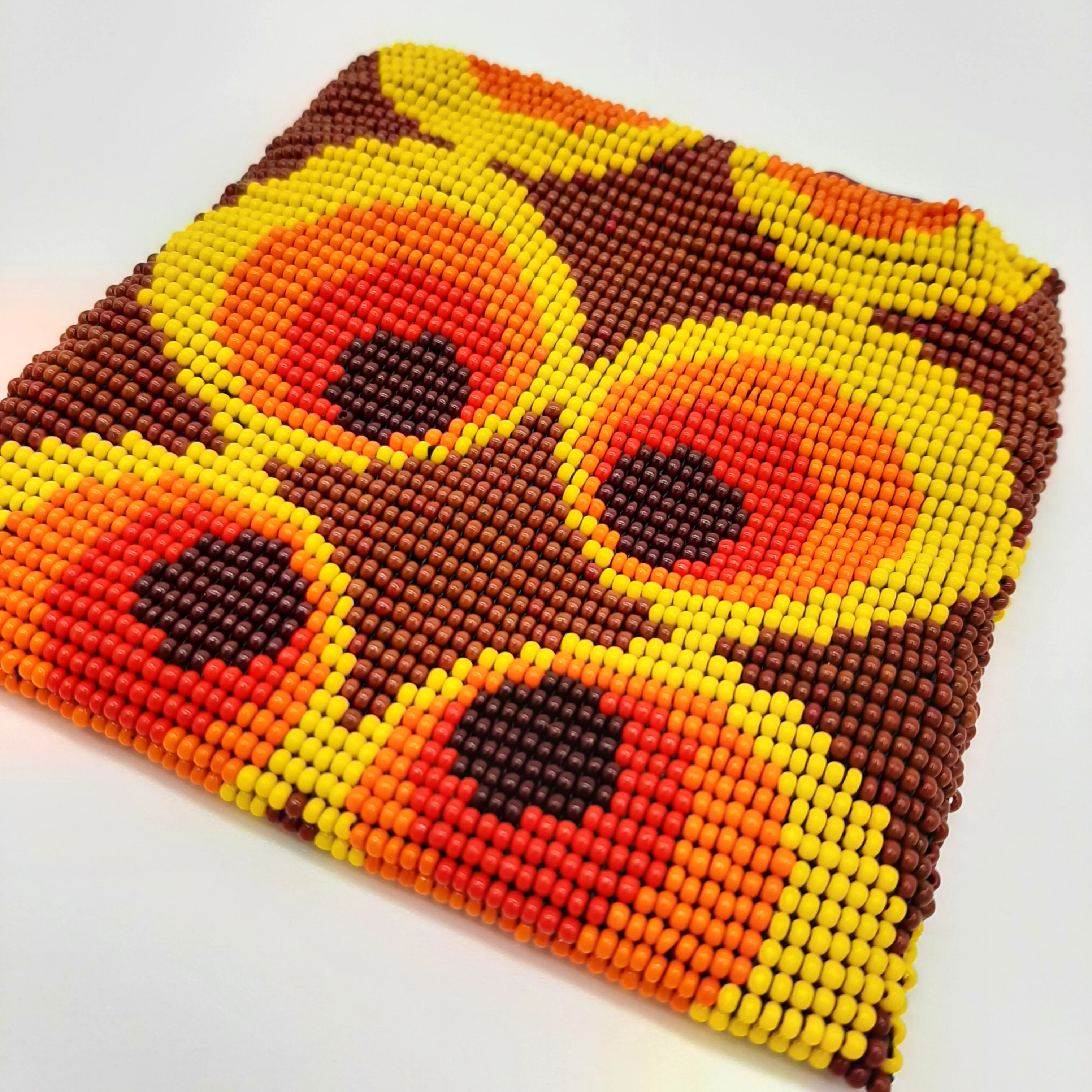 Square Glass Bead Coin Purse - RED PEACOCK