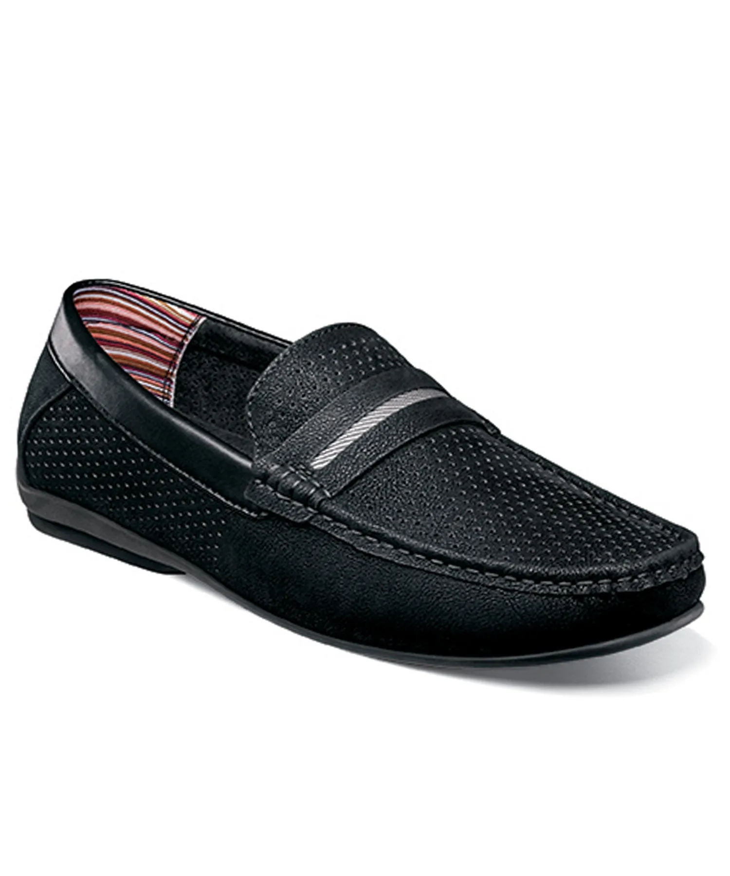 Stacy Adams Corby Moc Toe Saddle Slip On - Black
