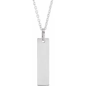 Sterling Silver 20x5 mm Bar 16-18" Necklace
