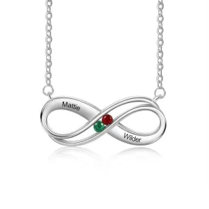 Sterling Silver Infinity Pendant with Birthstones