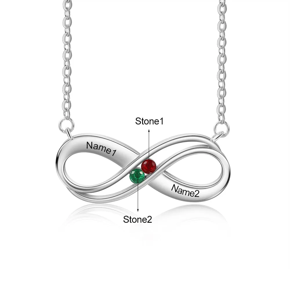 Sterling Silver Infinity Pendant with Birthstones