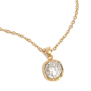 Tat2 Designs Gold Pavia Coin & Frame Necklace