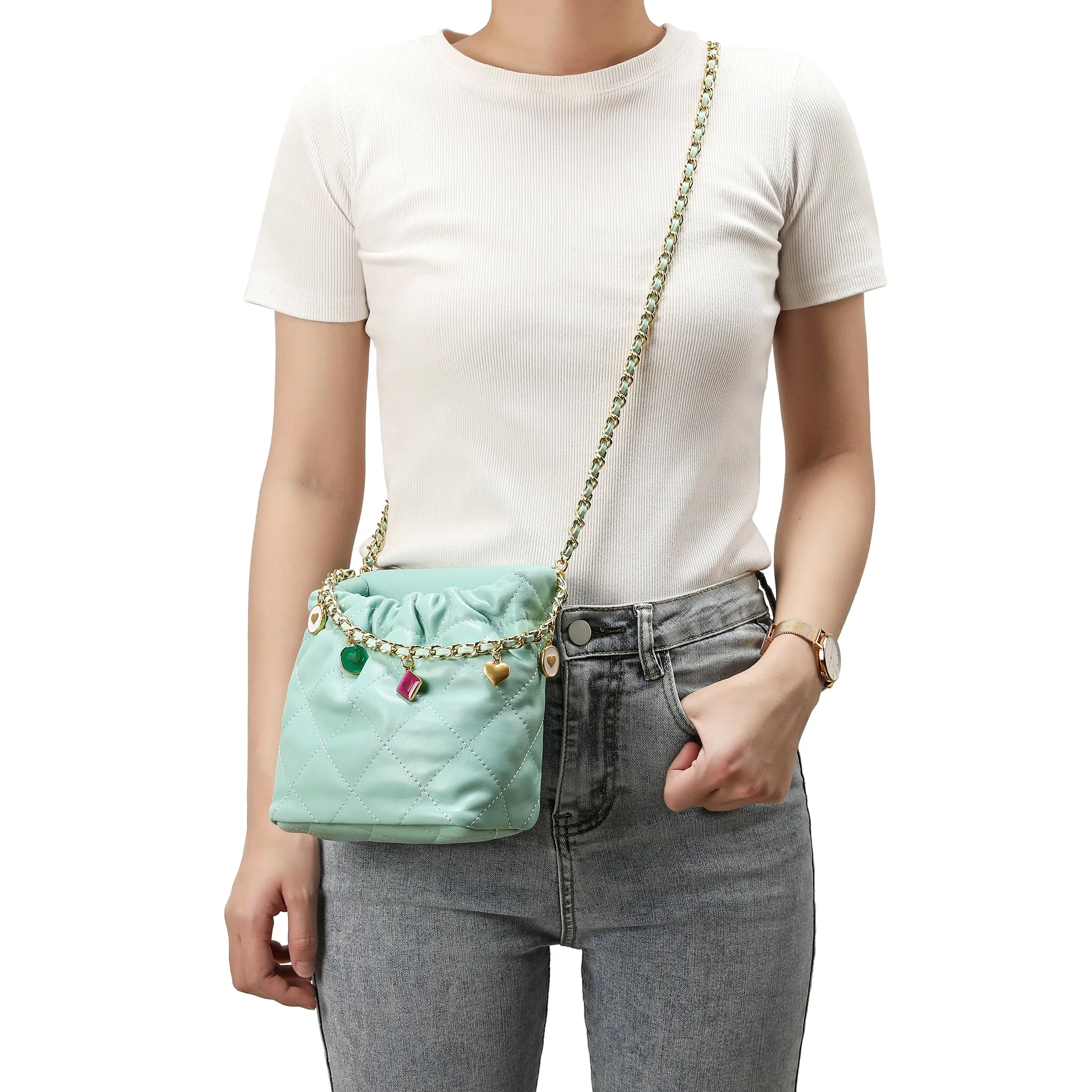 Tiffany & Fred Quilted Sheepskin Leather Crossbody