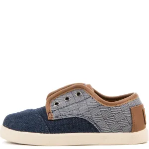 Tiny Toms: Paseos Blue Denim Textile Sneakers