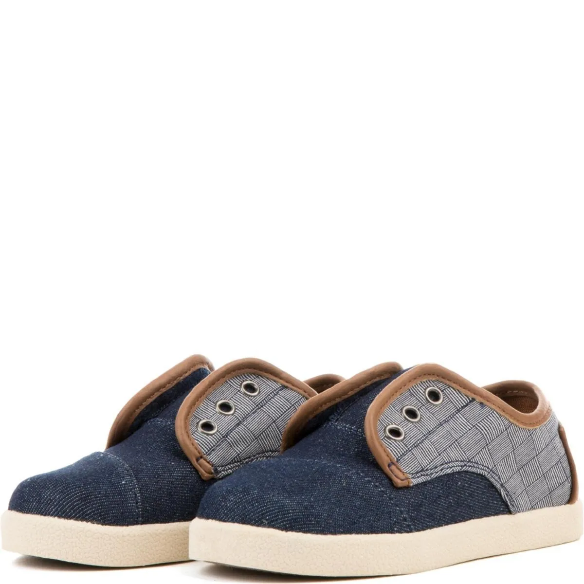 Tiny Toms: Paseos Blue Denim Textile Sneakers