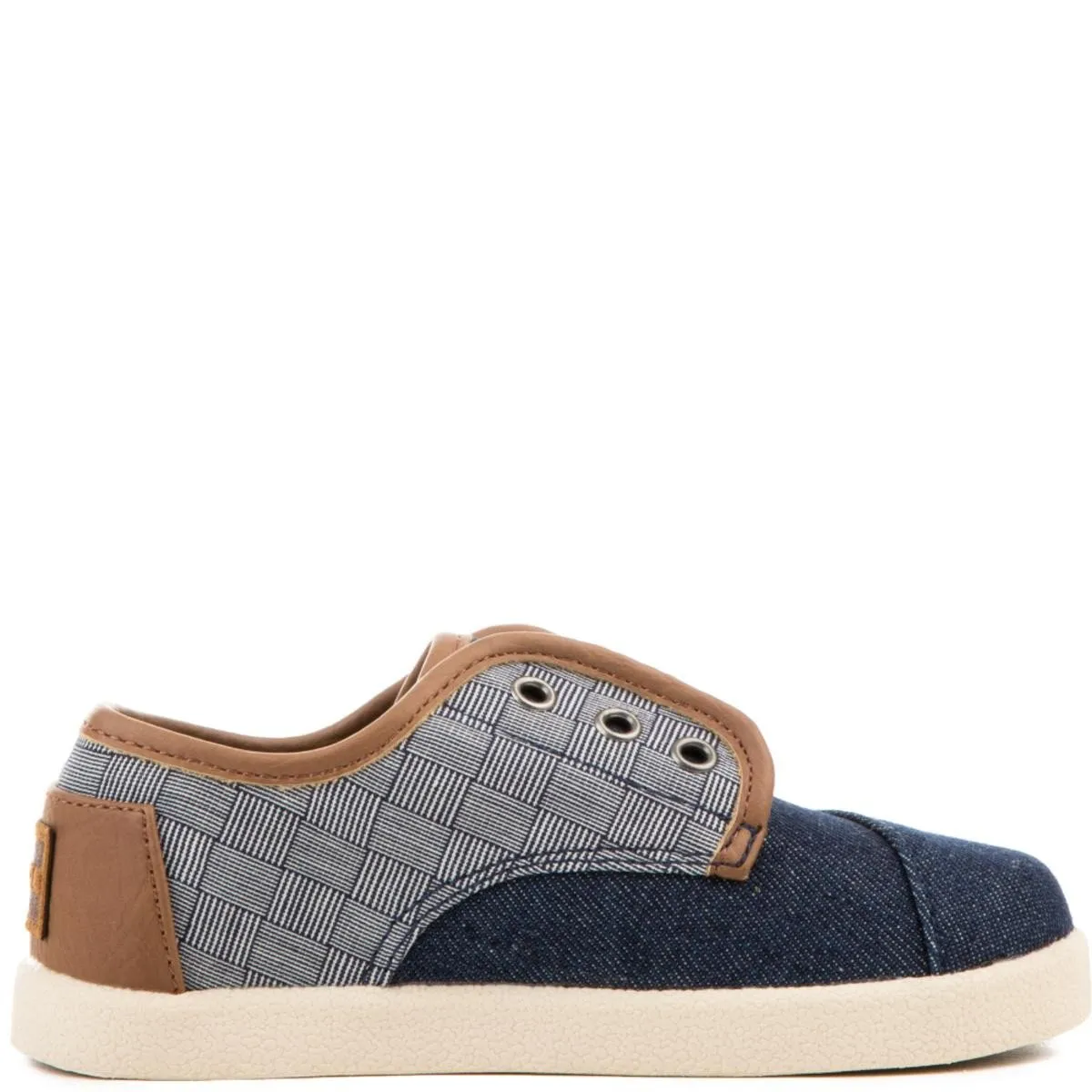 Tiny Toms: Paseos Blue Denim Textile Sneakers