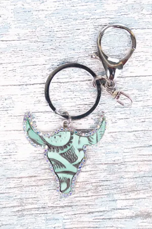 Tooled Turquoise Sedona Steer Keychain