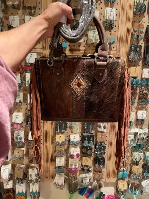 Trinity Ranch cowhide tote crossbody in coffee