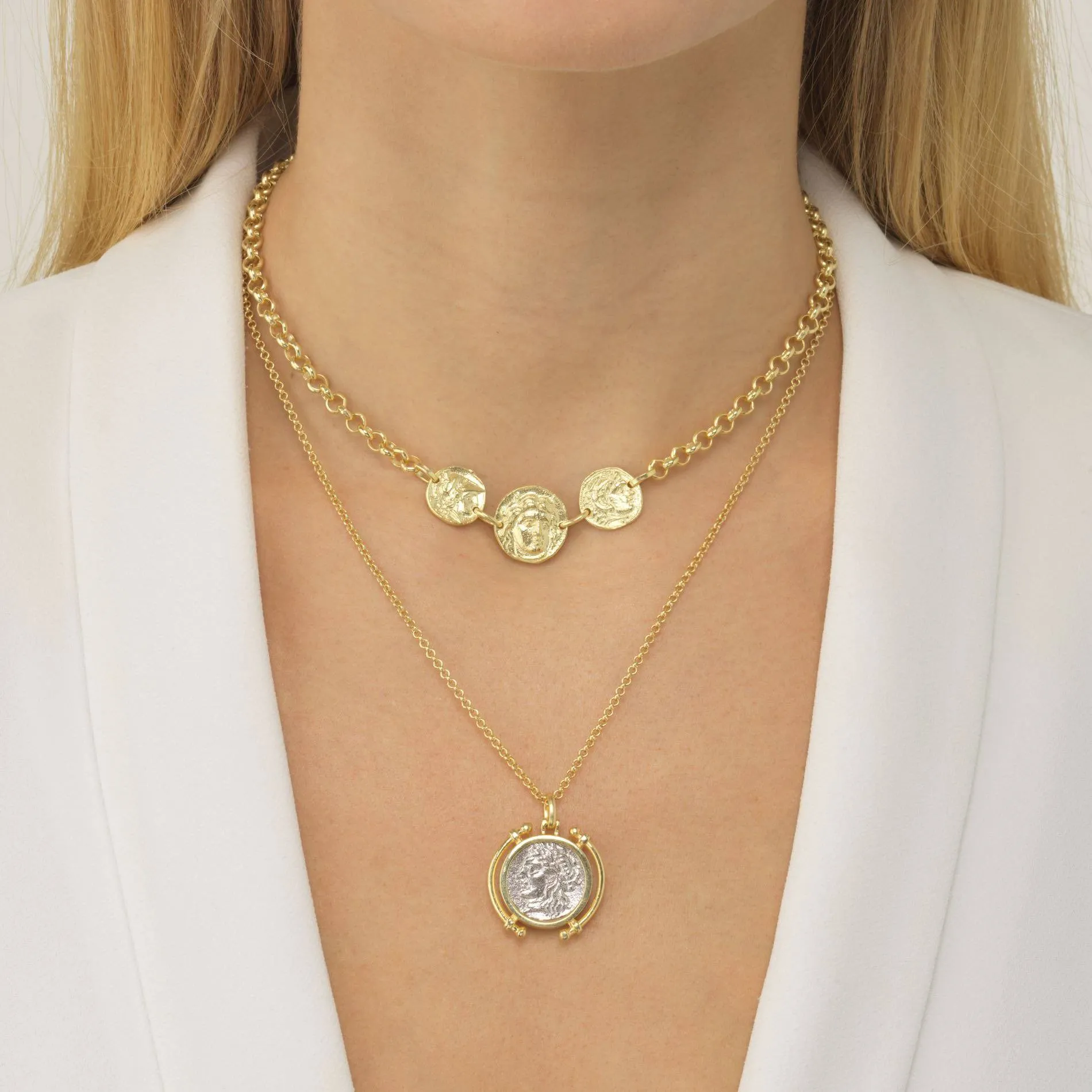 Two-Tone Vintage Coin Necklace