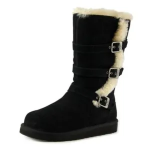 Ugg Australia Maddi Kids Big Girl Tall Leather Sheepskin Boots shoes sz 3