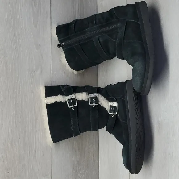 Ugg Australia Maddi Kids Big Girl Tall Leather Sheepskin Boots shoes sz 3