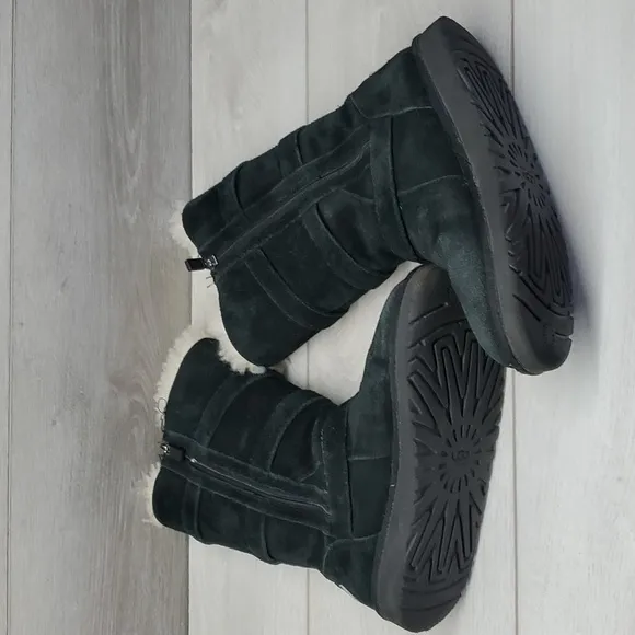 Ugg Australia Maddi Kids Big Girl Tall Leather Sheepskin Boots shoes sz 3