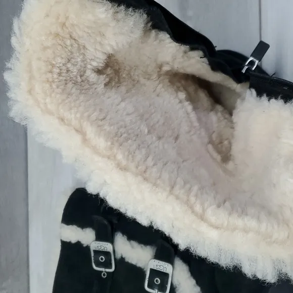 Ugg Australia Maddi Kids Big Girl Tall Leather Sheepskin Boots shoes sz 3