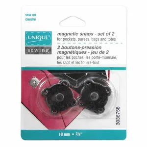 UNIQUE SEWING Magnetic Snaps Sew-On - Gunmetal - 18mm (3⁄4″) - 2 sets