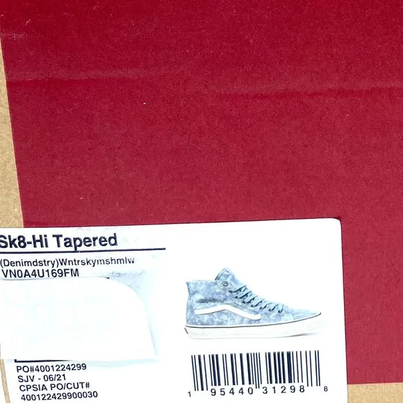 VANS Women's Size VN0A4U169FM SK8-HI TAPERED Blue Denim Destroy Canvas Sneakers