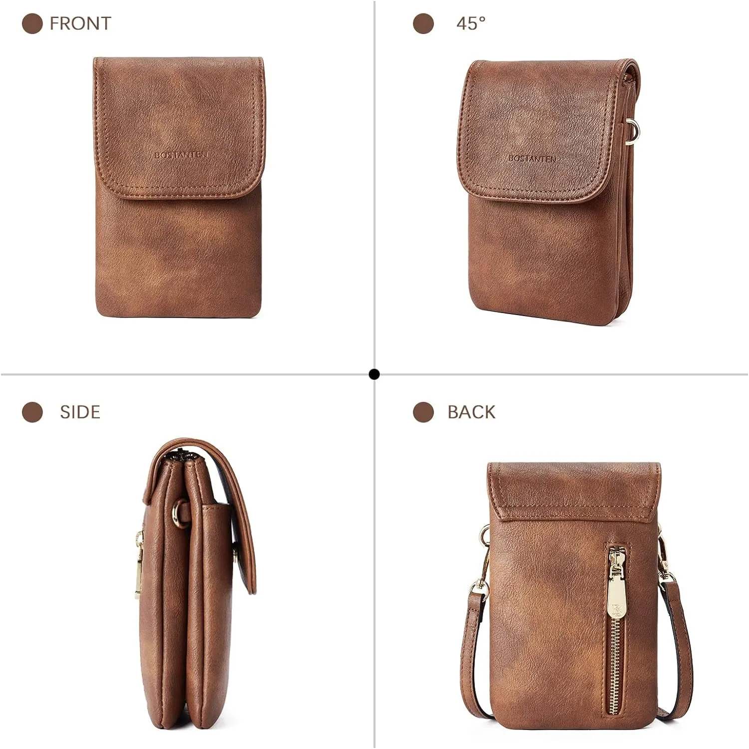 Vegan Leather Small Crossbody Bags for Women, Designer Phone Wallet with Adjustable Strap