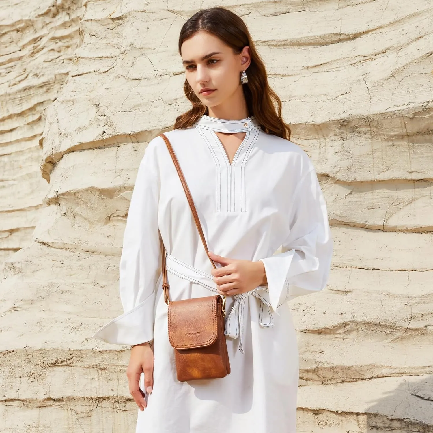 Vegan Leather Small Crossbody Bags for Women, Designer Phone Wallet with Adjustable Strap