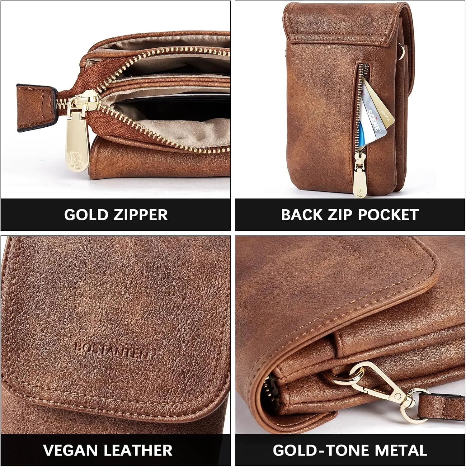 Vegan Leather Small Crossbody Bags for Women, Designer Phone Wallet with Adjustable Strap