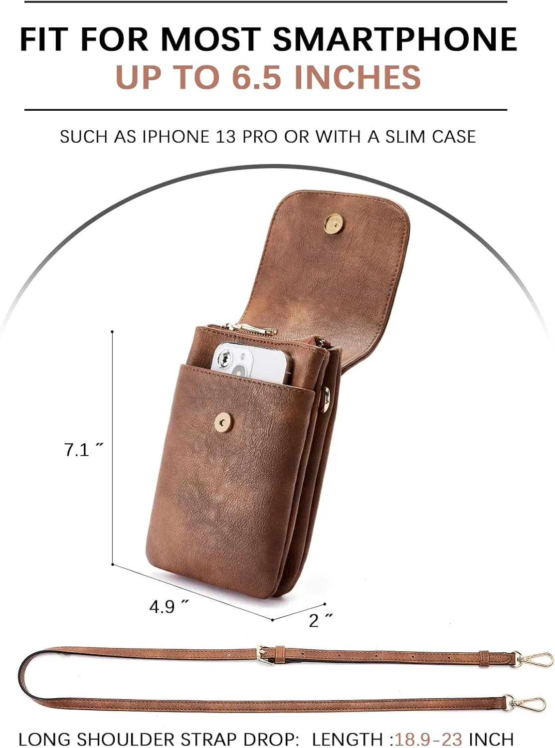 Vegan Leather Small Crossbody Bags for Women, Designer Phone Wallet with Adjustable Strap