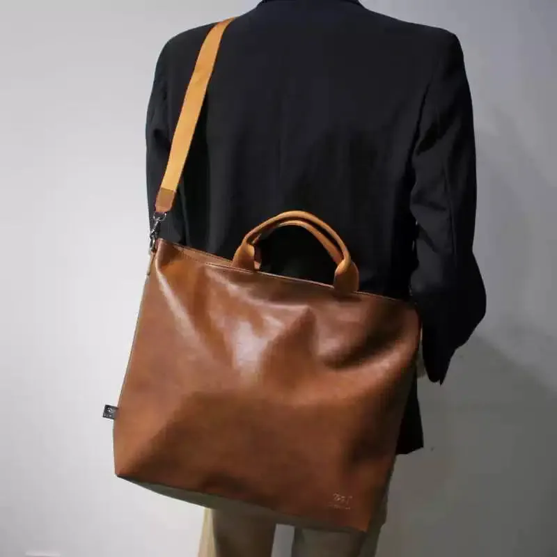 Versatile Leather Shoulder Bag with Handles