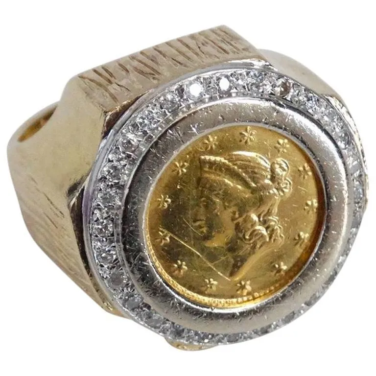 Vintage 22K Fine Gold 1852 Liberty Head Ring