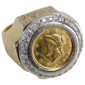 Vintage 22K Fine Gold 1852 Liberty Head Ring