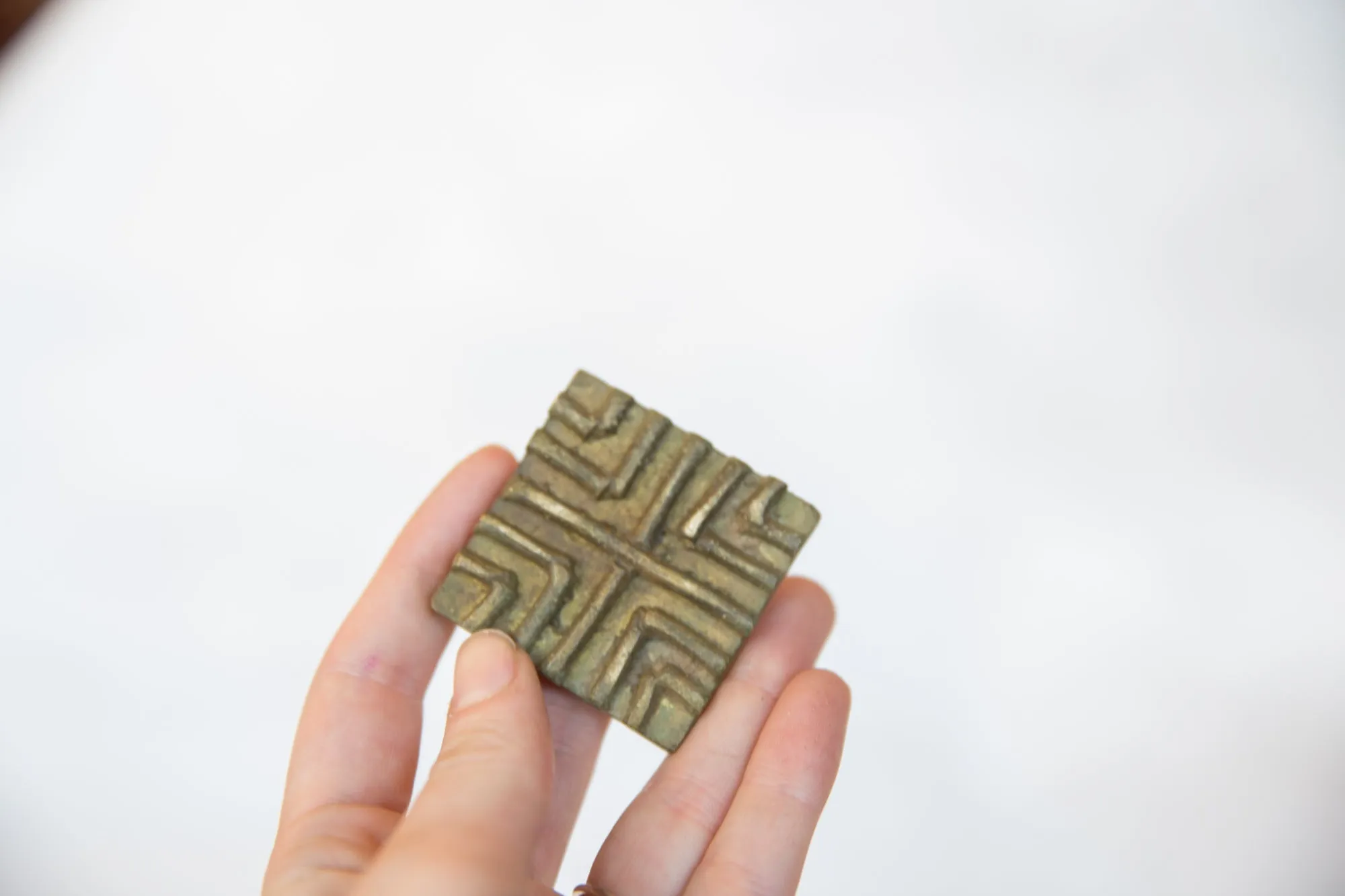 Vintage African Square Bronze Coin