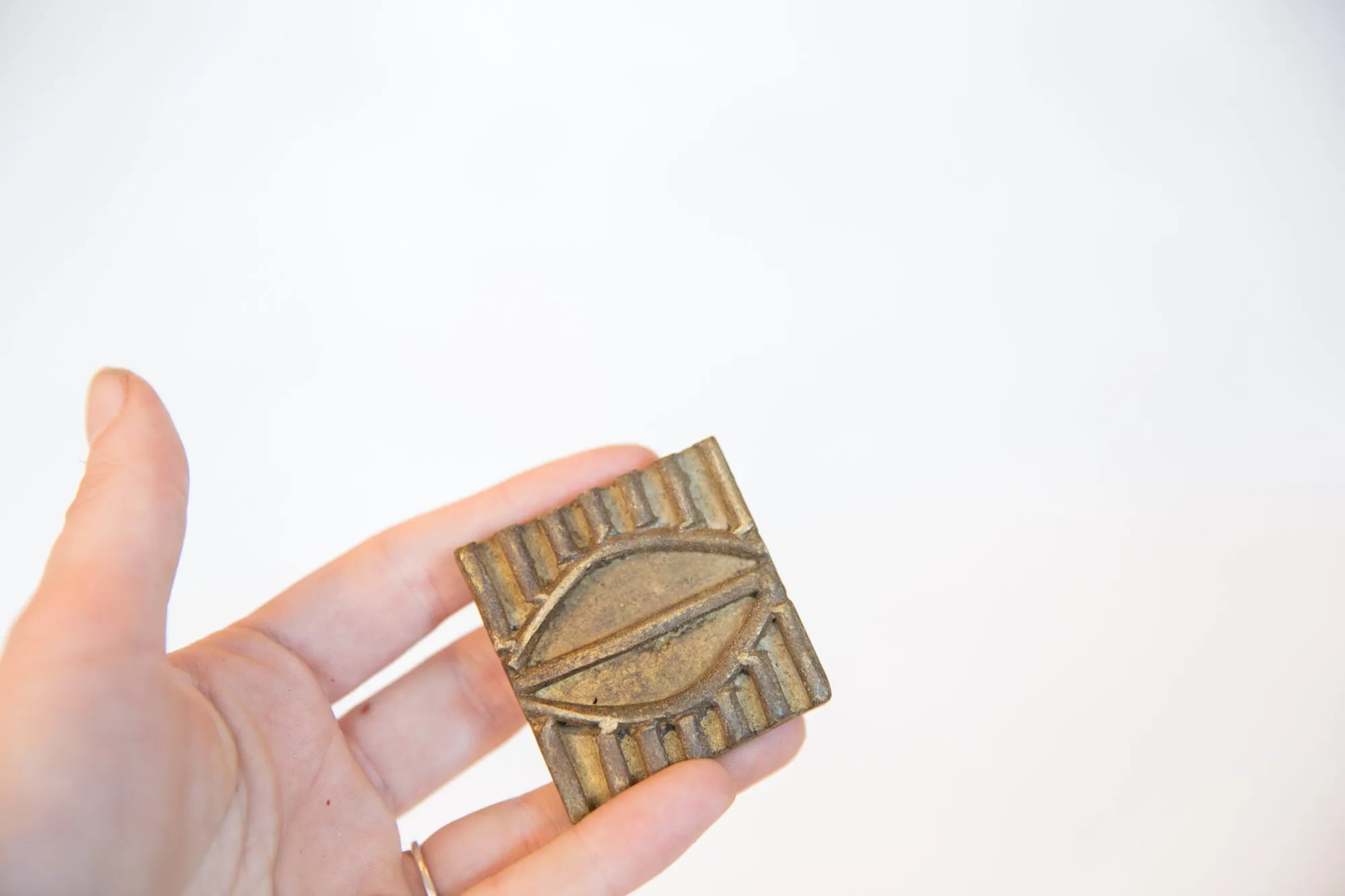 Vintage African Square Bronze Coin