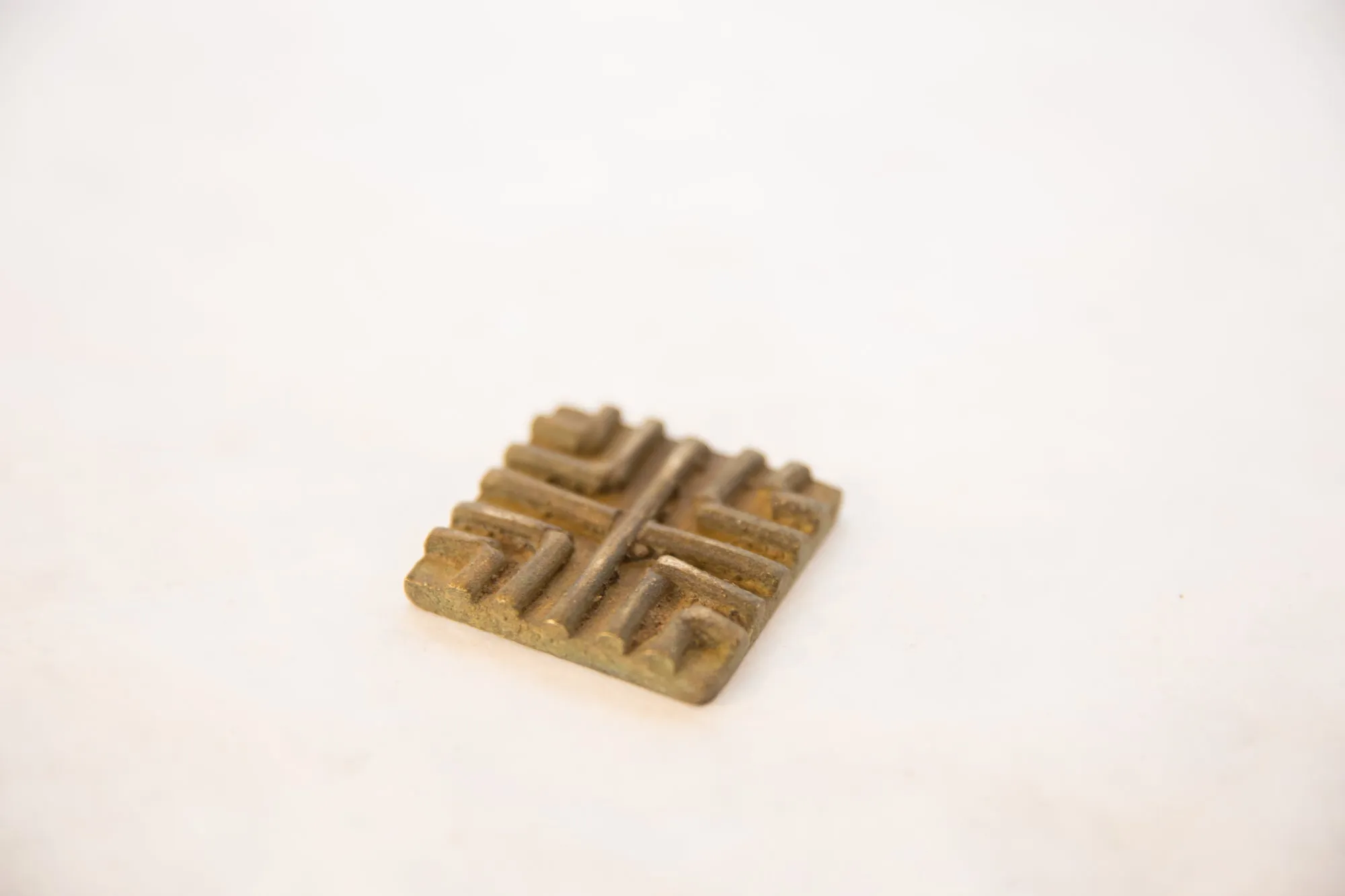 Vintage African Square Bronze Coin