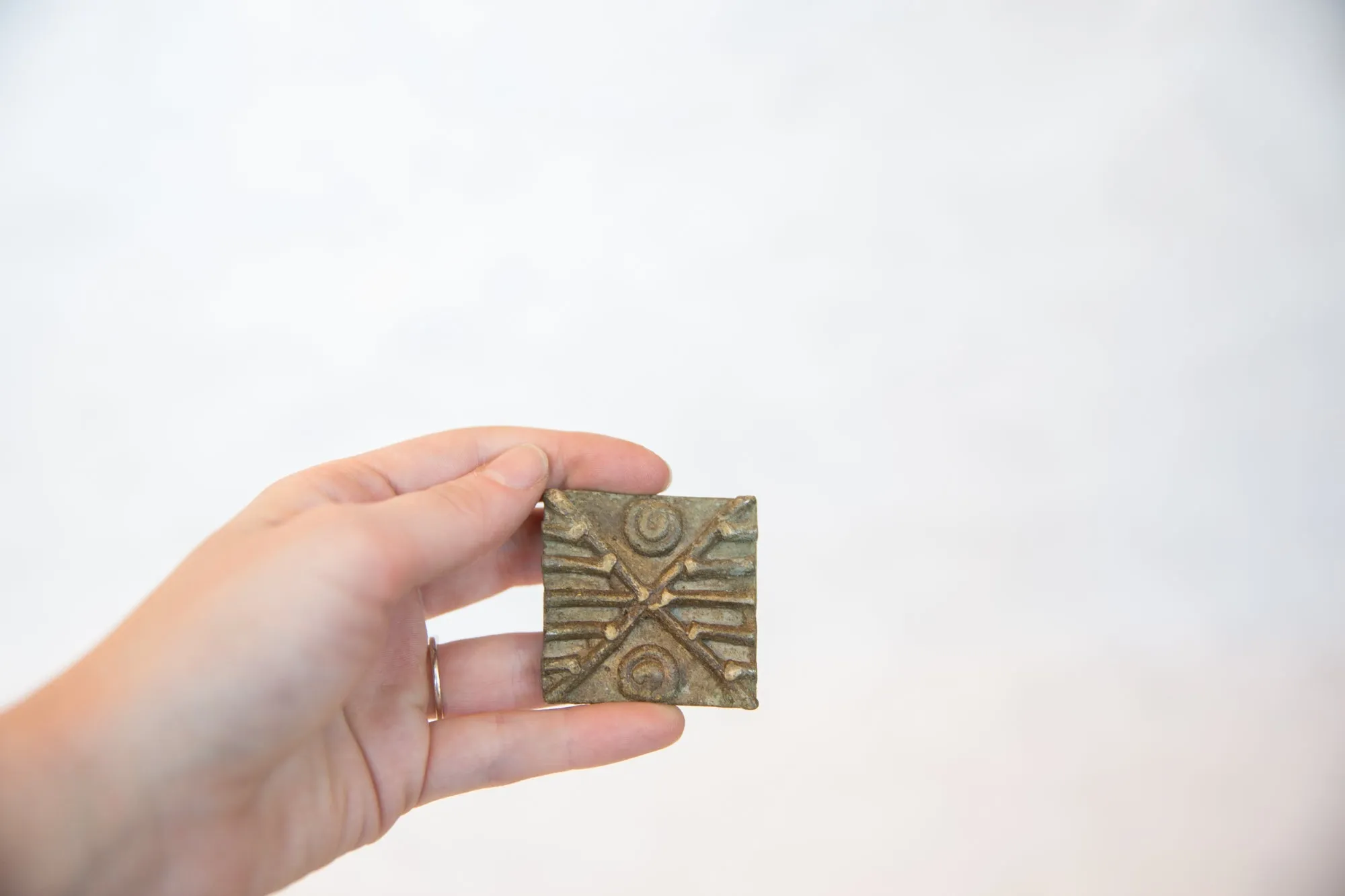 Vintage African Square Bronze Coin