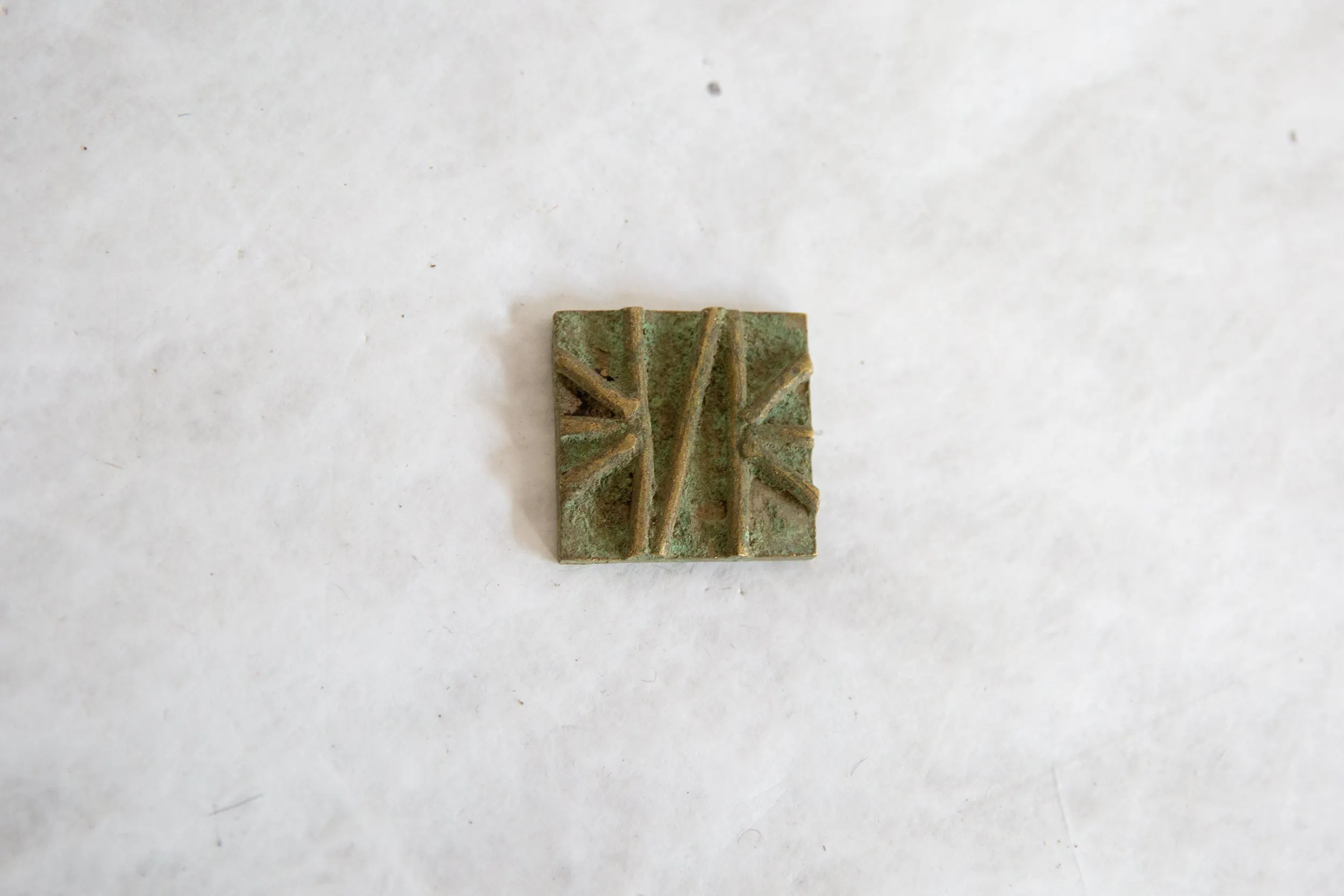 Vintage African Square Oxidized Bronze Coin