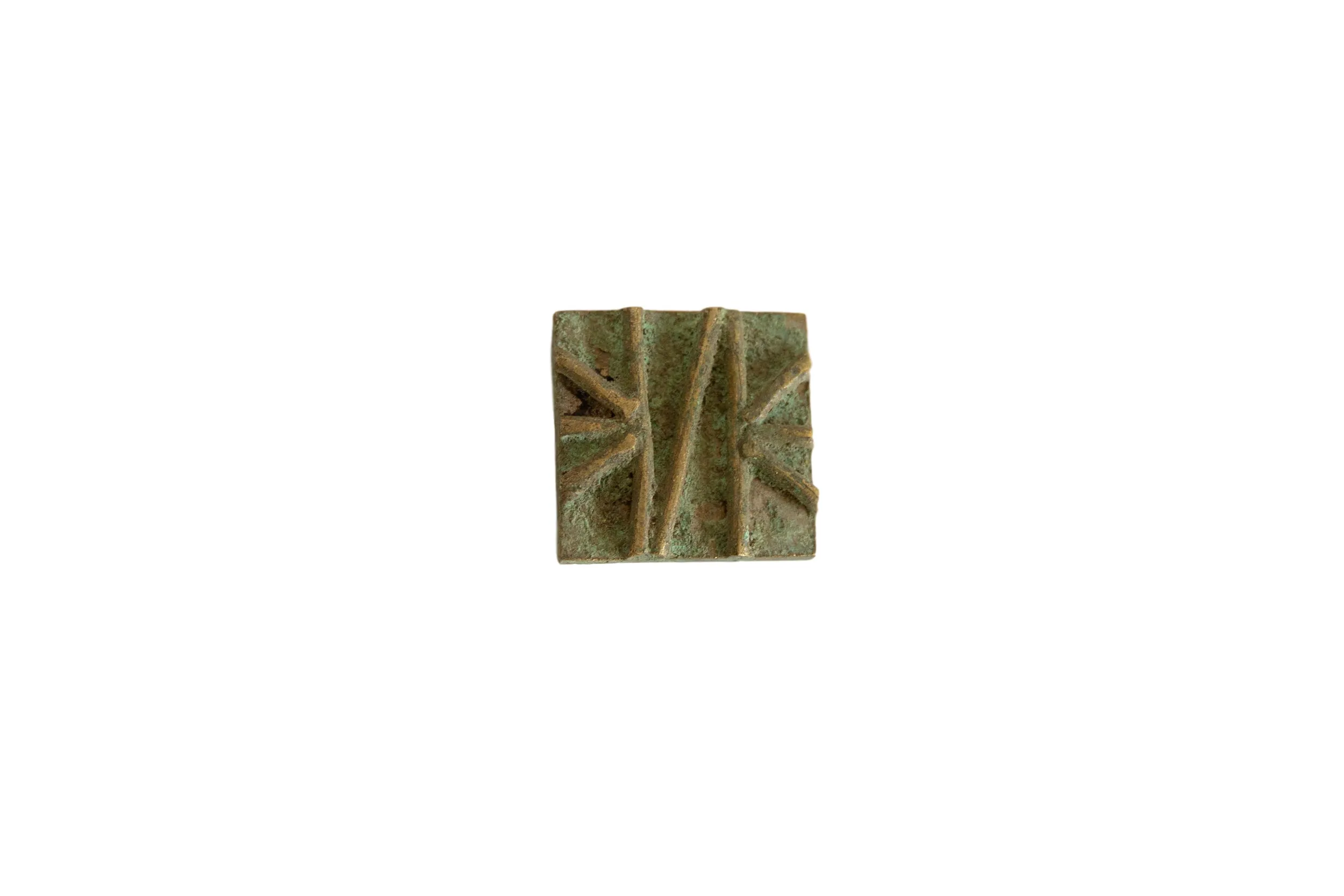 Vintage African Square Oxidized Bronze Coin