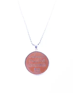 Vintage Bronze 2 Mil Palestinian Coin Pendant with Silver Bezel