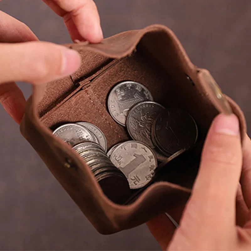 Vintage Brown Full Leather Coin Bag