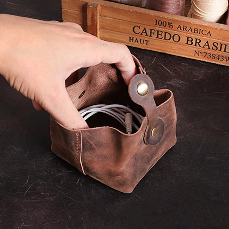 Vintage Brown Full Leather Coin Bag
