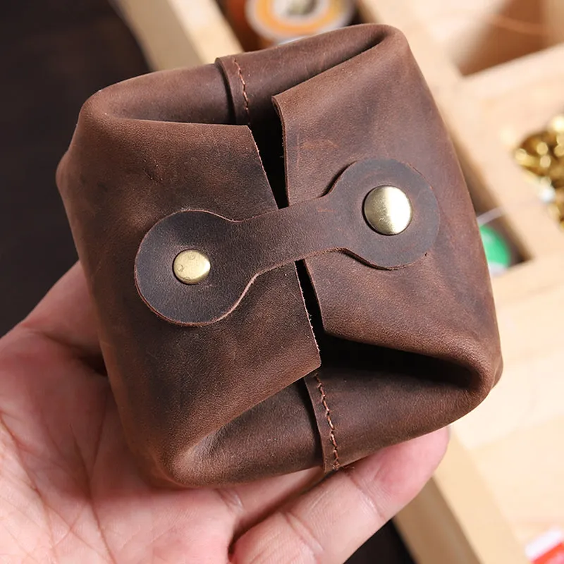 Vintage Brown Full Leather Coin Bag