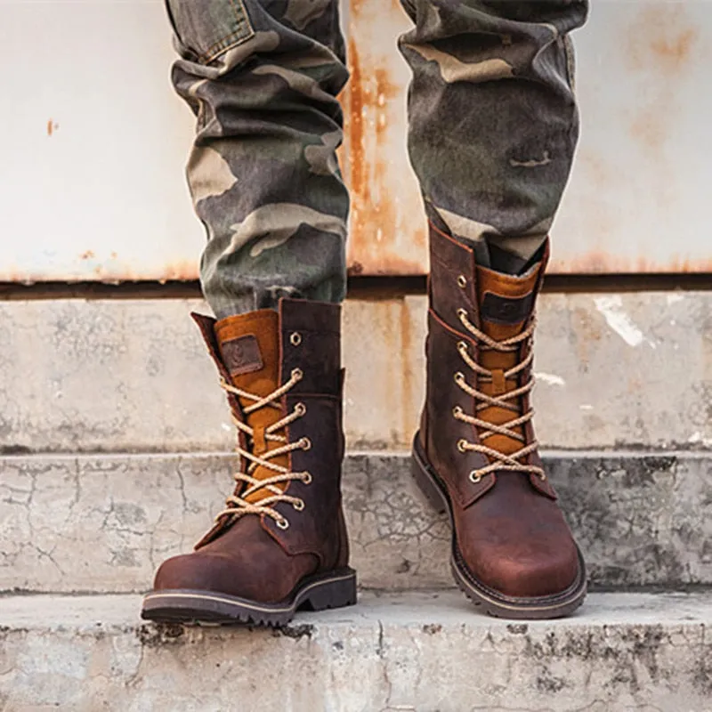 Vintage Brown Mens Long Boots