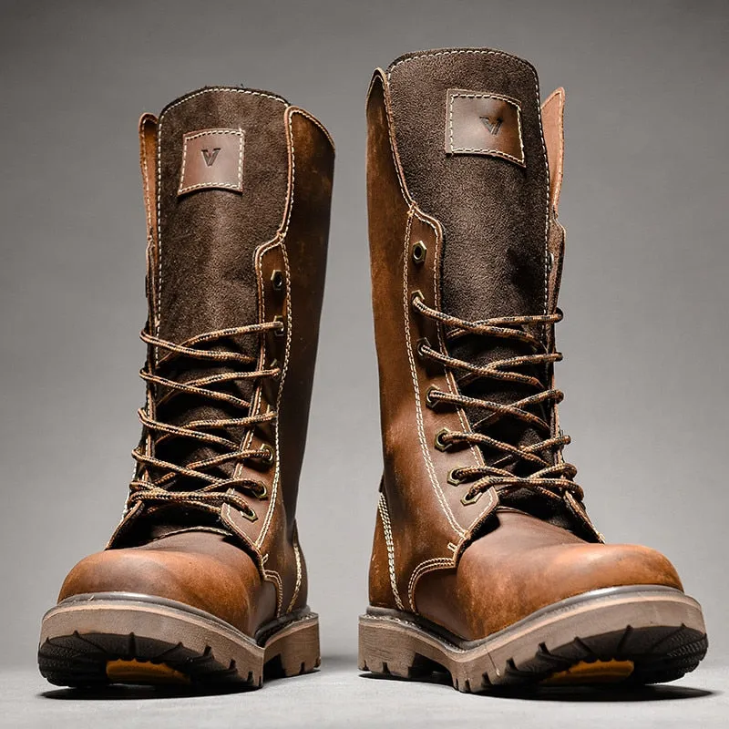 Vintage Brown Mens Long Boots