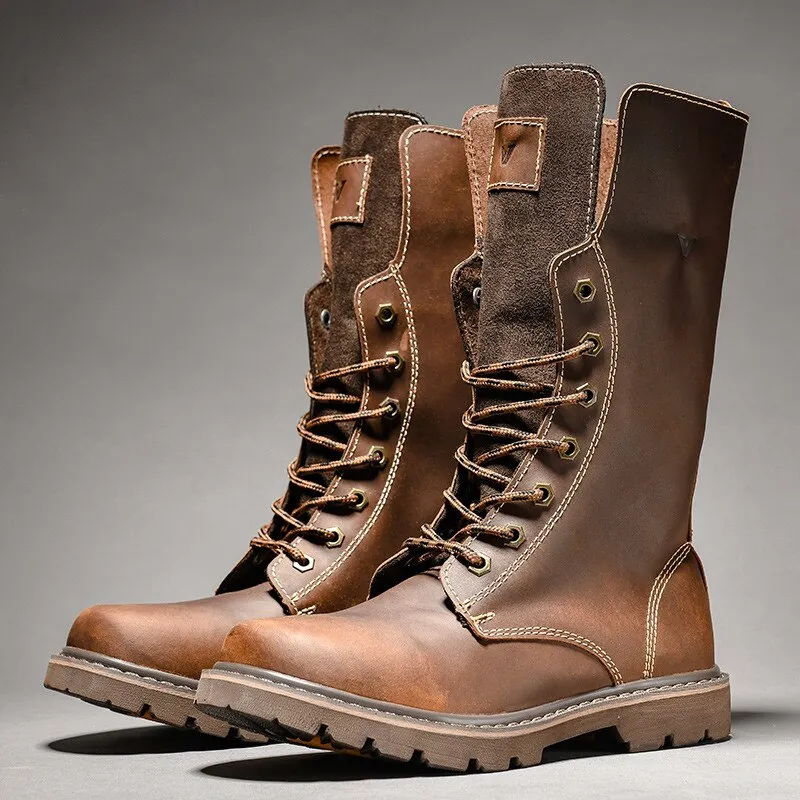 Vintage Brown Mens Long Boots