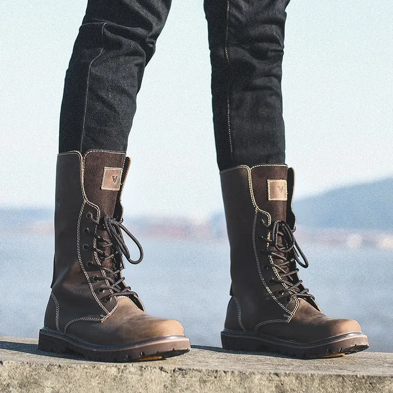 Vintage Brown Mens Long Boots