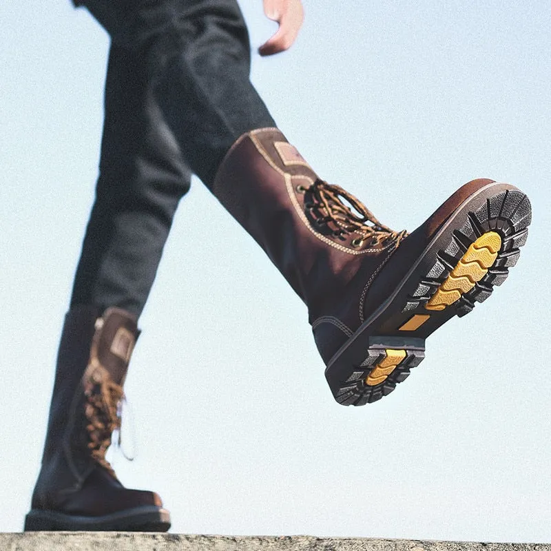 Vintage Brown Mens Long Boots