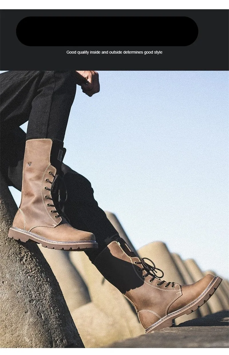 Vintage Brown Mens Long Boots