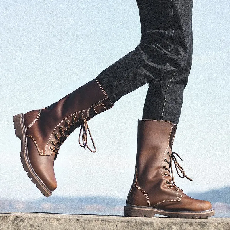 Vintage Brown Mens Long Boots