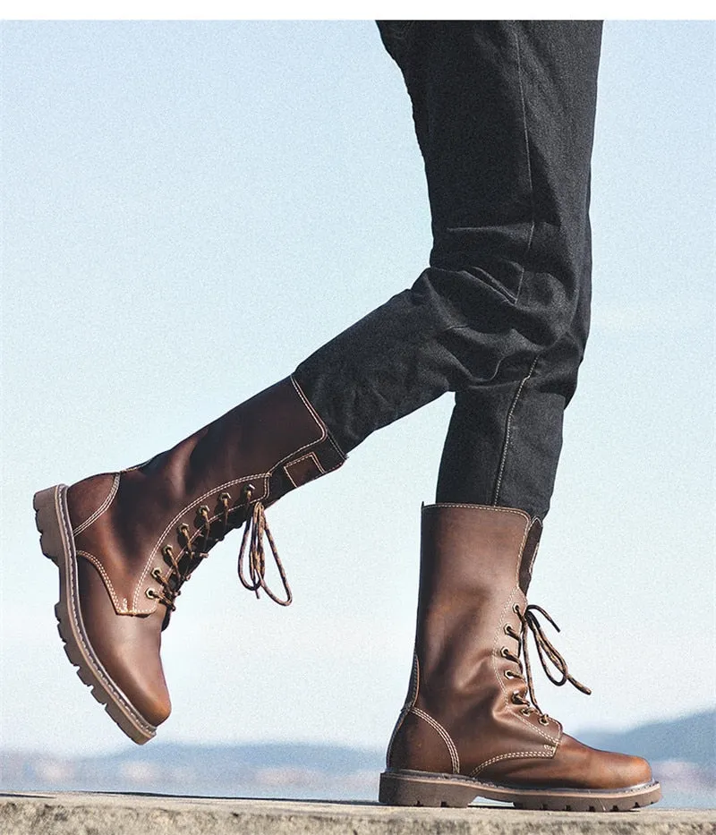 Vintage Brown Mens Long Boots